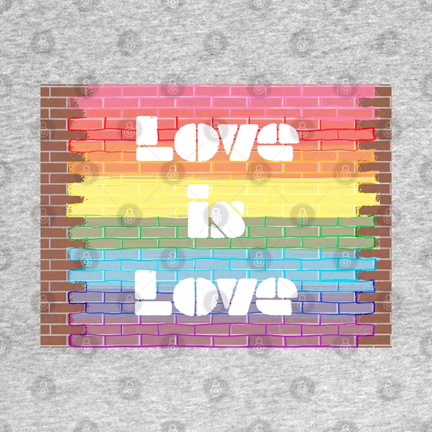 Pride Flag Brick Wall Design Pastel Love is Love by PurposelyDesigned